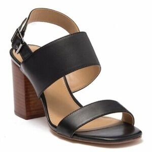 14th & Union | Meren Block Heel Sandals In Black Vegan Leather Size 10